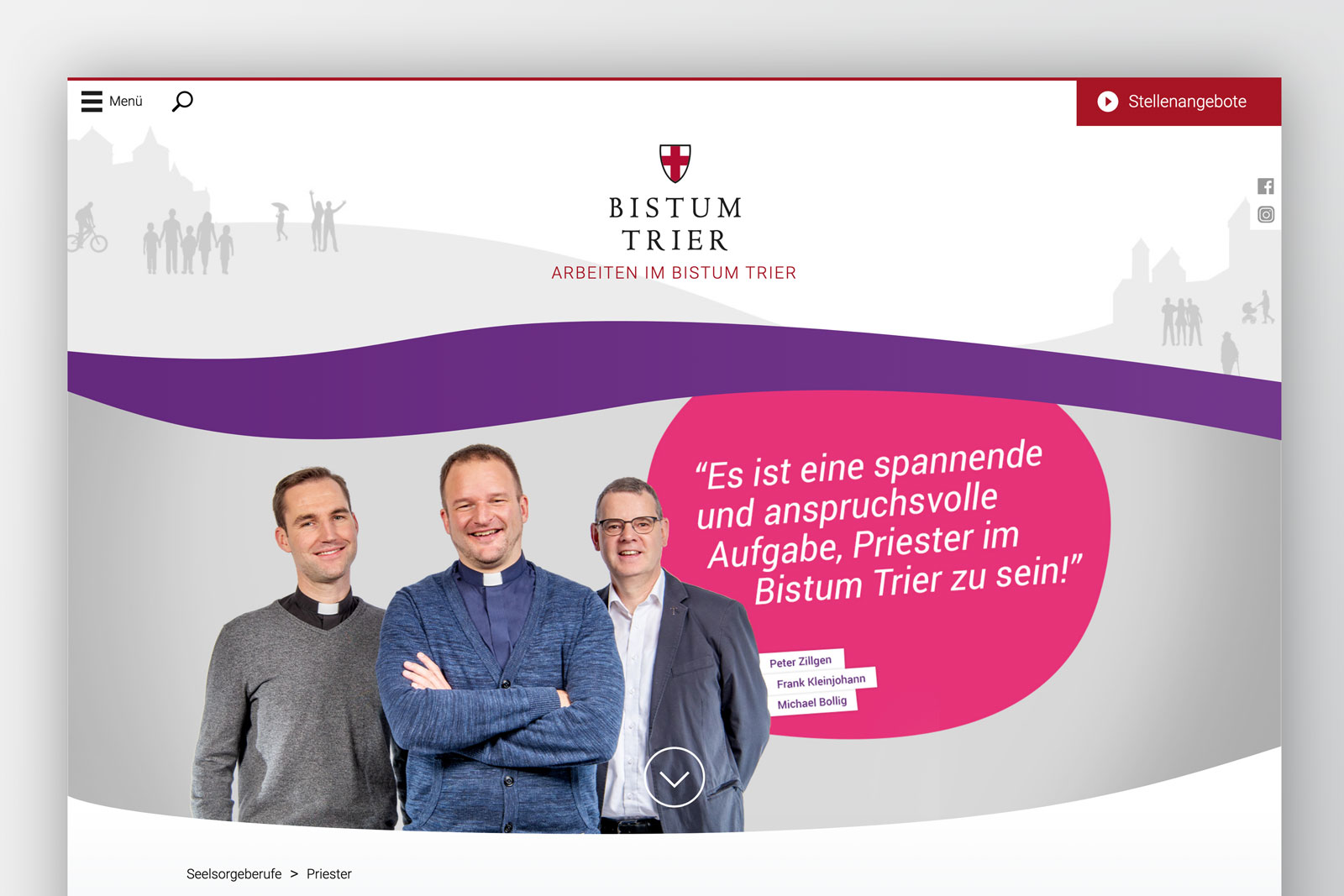 Webseite „Wir glauben an Dich" – Screen Priesterberuf