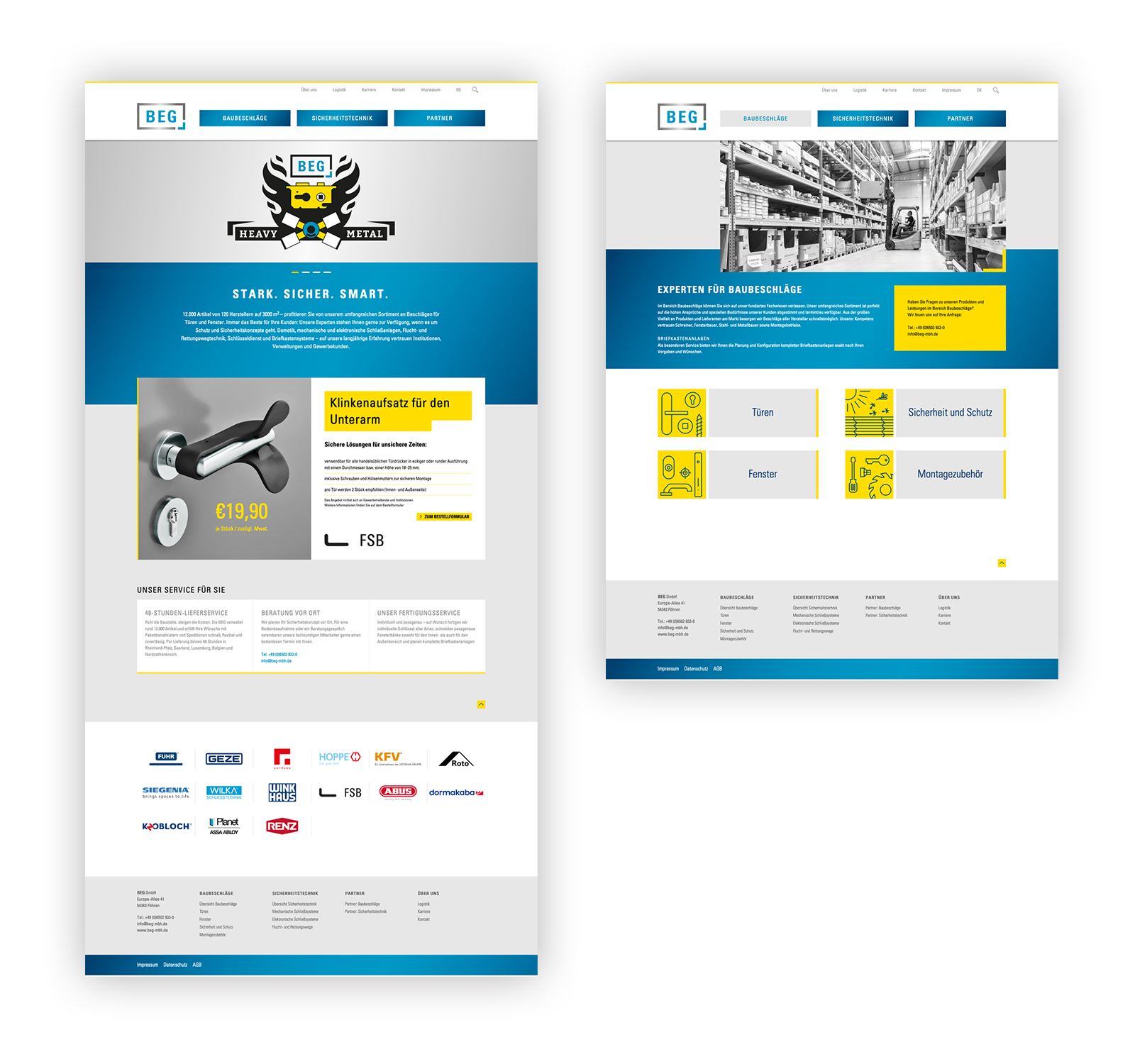 Zwei Screenshots der BEG Website nebeneinander