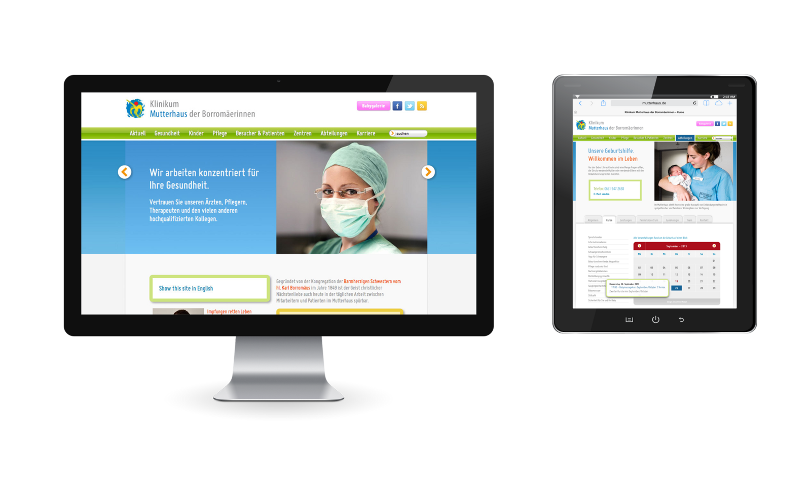 Webseite Klinikum Mutterhaus der Borromäerinnen
